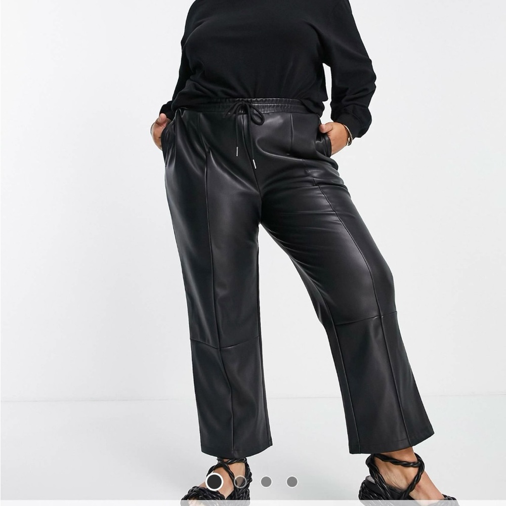 ASOS Curve Black Ankle Cropped Pants with Glossy Finish